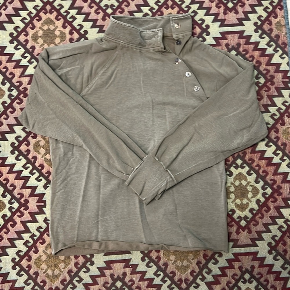 Freepeople asymmetrical button collared long sleeve shirt.